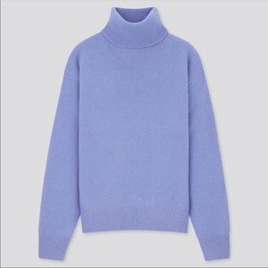 Blue purple Uniqlo premium lambswool turtleneck sweater